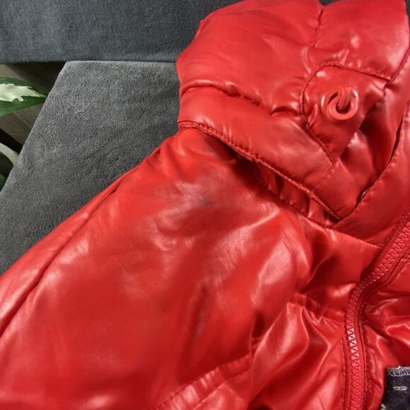 VTG Converse Luxury Puffer Jacket Hoodie Red Purple Unisex M Bomber Removable - Picture 15 of 15